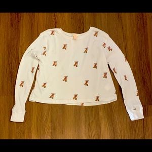 Forever 21 kids, girls long sleeve crop top type top, size 11/12, white